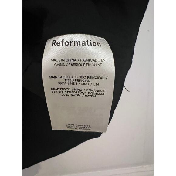 Reformation Amery Linen Cropped Top Size 12 Black Beachy Party Whimsigoth Boho - Picture 8 of 9